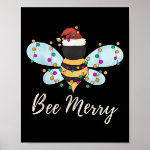 Póster Bee Merry Christmas Bee Wee Santa Hat Xmas Light