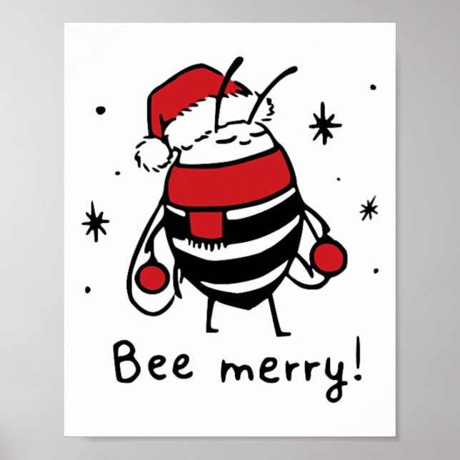 Póster Bee Merry Funny Navidades Gift Bee Lover (Frente)