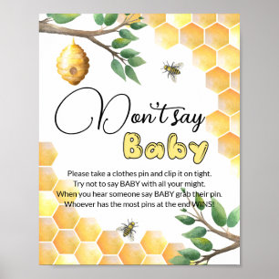 Póster Bee no diga juego de ducha bebé gaby