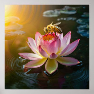 Póster Bee on Lotus Flower