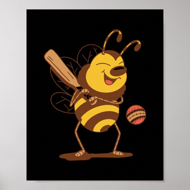 Póster Bee Playing Cricket  (Frente)