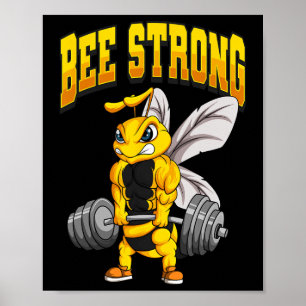 Póster Bee Strong Gym Fitness Bodybuilding
