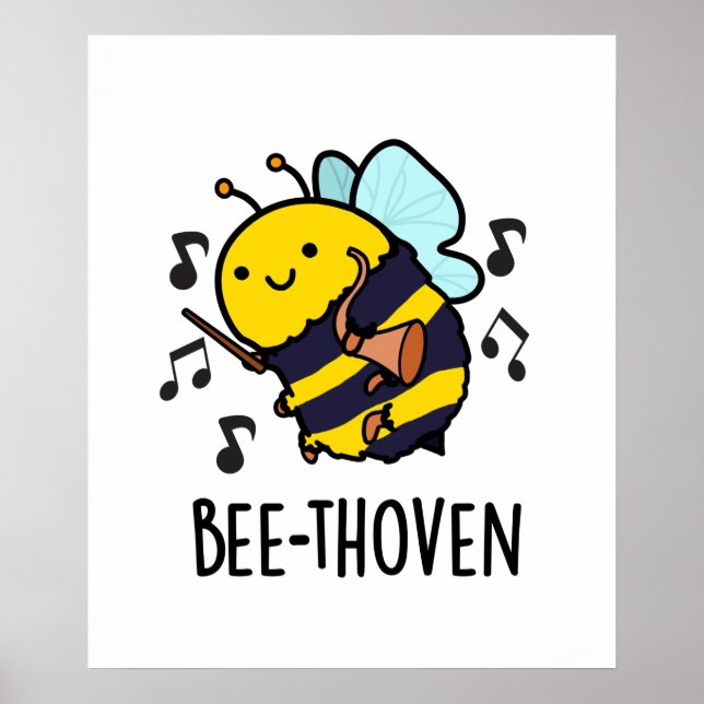 Póster Bee-thoven Funny Music Bee Pun (Frente)