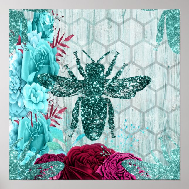 Póster Bee verde azulado (Frente)