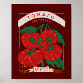 Póster Beefsteak Tomato Seed Packet Poster (negrita roja)