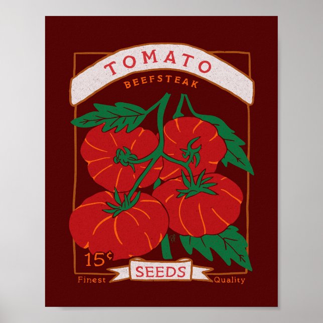 Póster Beefsteak Tomato Seed Packet Poster (negrita roja) (Frente)