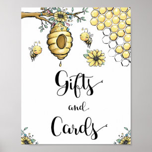 Póster Beehive Floral Miel Dulce Regalos de Abejas y Tarj