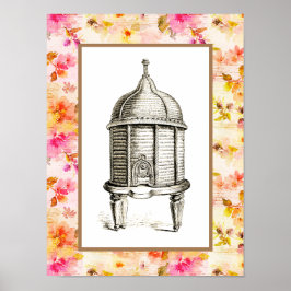 Póster Beehive victoriana sobre la flor