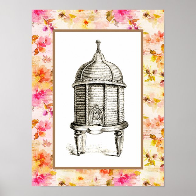 Póster Beehive victoriana sobre la flor (Frente)