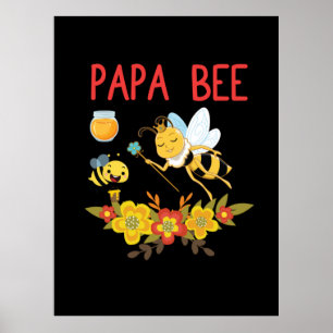 Póster Beekeeper Gift Papa Bee Flowers