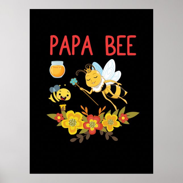 Póster Beekeeper Gift | Papa Bee Flowers (Frente)