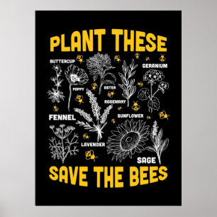 Póster Beekeeper Gift Plantar Estos Salven A Las Abejas