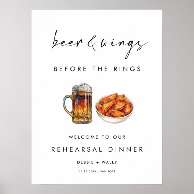 Póster Beer and Wings Before the Rings Rehearsal Dinner (Frente)