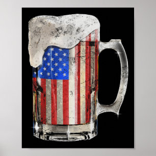 Póster Beer Bandera Estadounidense 4 De Julio Fiesta De B