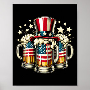 Póster Beer Bandera Estadounidense Usa 4 De Julio Bebida 