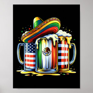 Póster Beer Bandera Mexicana Usa Cinco De Mayo Fiesta De 