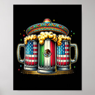 Póster Beer Bandera Mexicana Usa Cinco De Mayo Fiesta De 