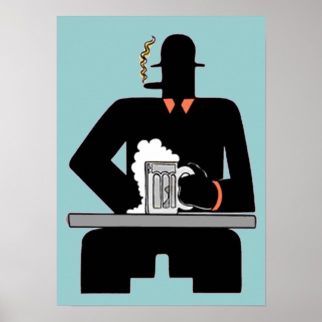 Póster Beer Beer Drinker de Art Deco (Frente)