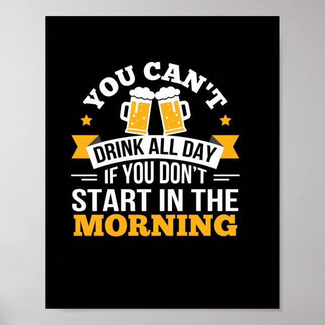 Póster Beer Beer todo el día No Empieza La Mañana Cumplea (Frente)