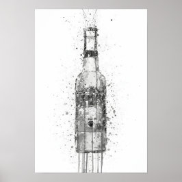 Póster Beer Bottle Aztec Gold Grey