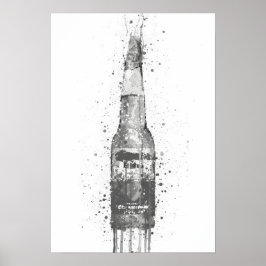 Póster Beer Bottle Wall Art Print 'Lime' Grey 