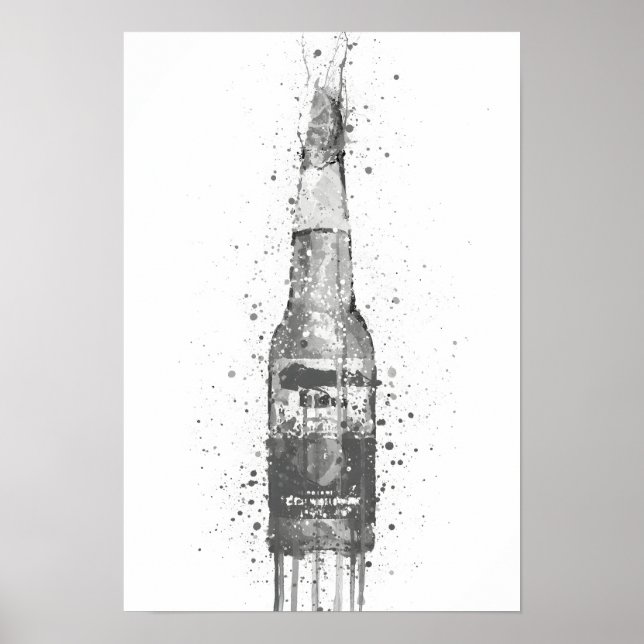 Póster Beer Bottle Wall Art Print 'Lime' Grey  (Frente)