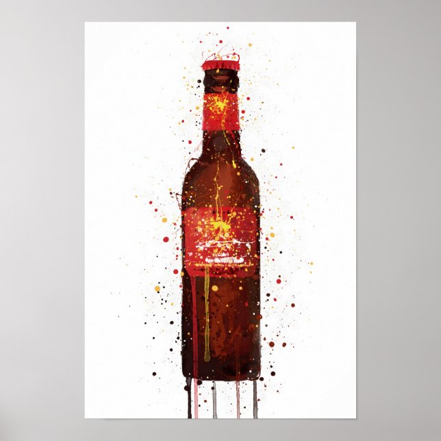 Póster Beer Bottle Wall Art Print 'Rambla Red' (Frente)
