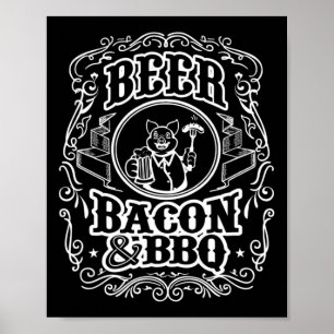 Póster Beer Bycon Y Bbq