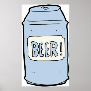 Póster Beer Can Ilustracion Retro Beer Lover Diseño