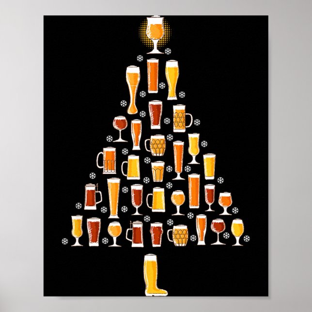 Póster Beer Christmas Tree Men Women Beer Ugly Christmas  (Frente)