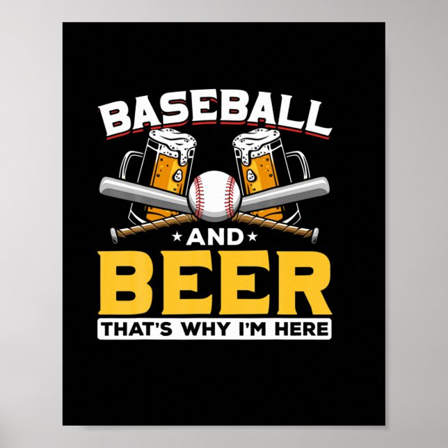 Póster Beer Drinker Beer Humor de cerveza de béisbol Cump (Frente)