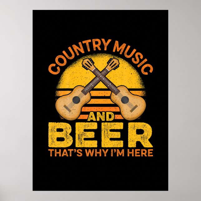 Póster Beer Drinker Country Music and Beer Birthday (Frente)