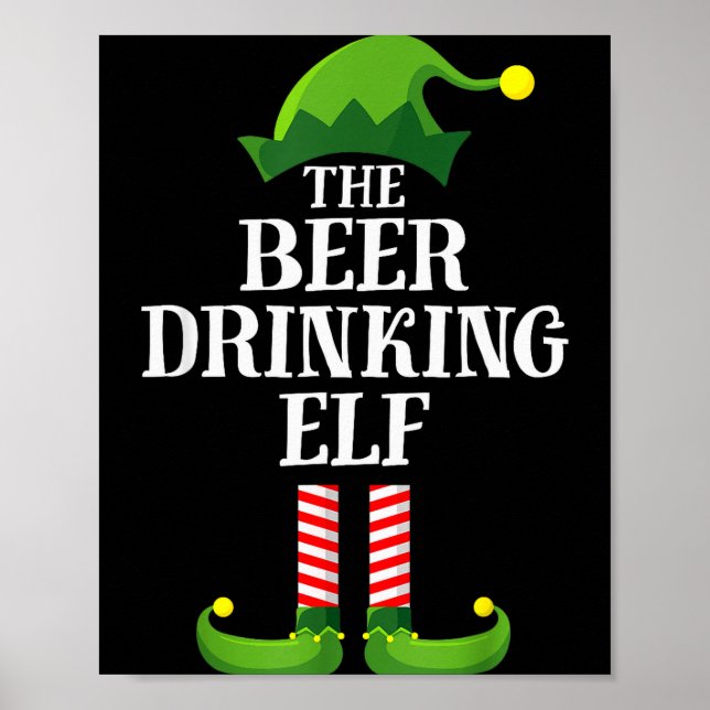Póster Beer Drinking Elf Matching Family Group Christmas  (Frente)