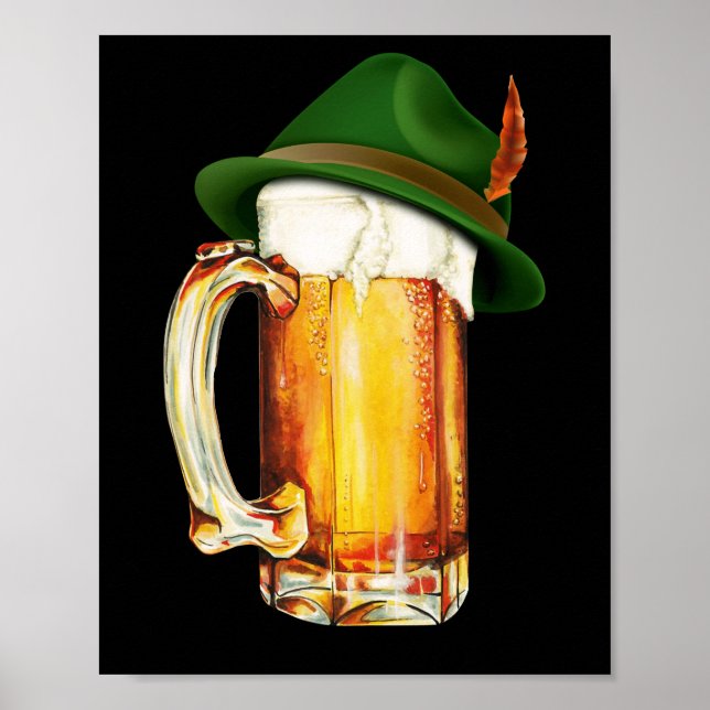 Póster Beer Mug Usando el Gorra alemán Oktoberfest (Frente)