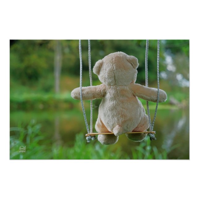 Póster Beer op schommel vanaf de rug. (Anverso)