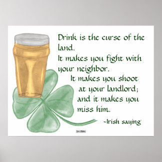 Póster Beer y Shamrock/Poster de mensajería irlandesa