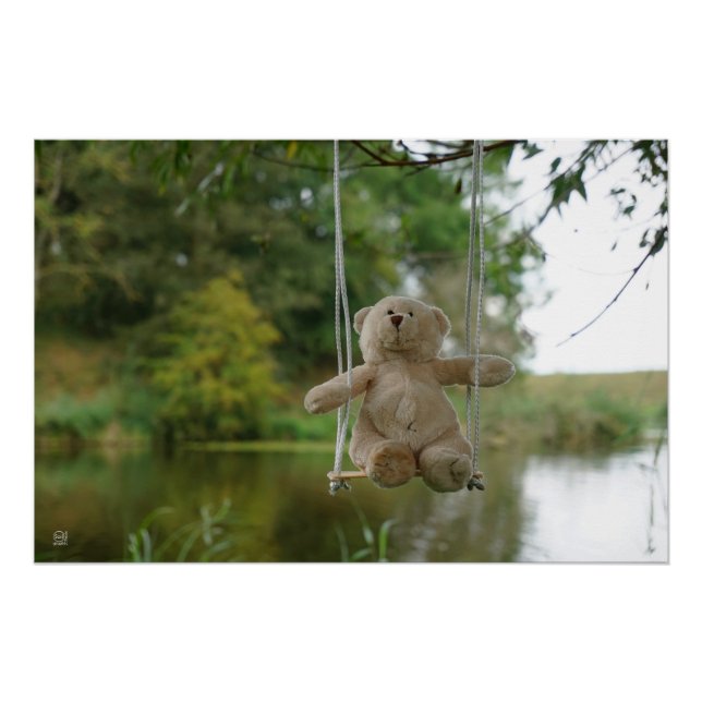 Póster Beertje op schommel aan boom (Anverso)