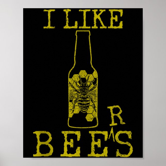 Póster Bees &amp; Beer - Funny Quote Beekeeng Beekeeper G (Frente)