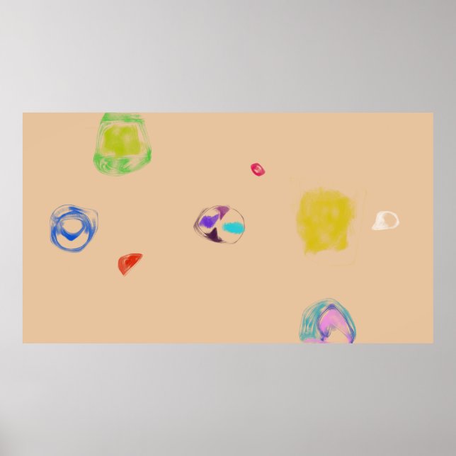 Póster Beige Abstract Objects Simple Drawing (Frente)