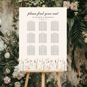 Póster Beige and Boho Wildflower Wedding