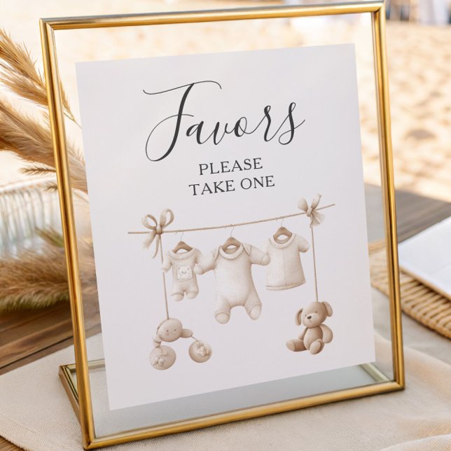 Póster Beige Baby Clothes And Toys Baby Shower Favors (Subido por el creador)