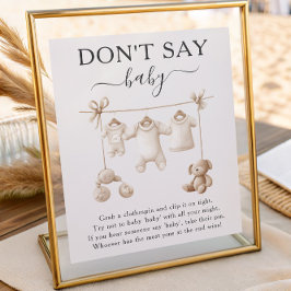 Póster Beige Baby Clothes And Toys Don't Say Baby Sign