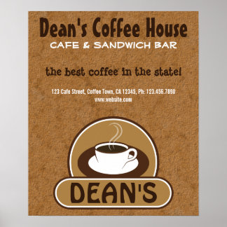 Póster Beige Brown Coffee Shop Coffee Cup Custom Cafe