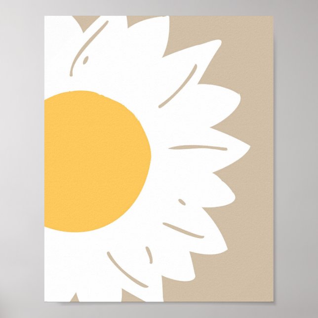 Póster Beige Daisy – Minimalist Floral Wall Art (Frente)