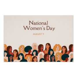 Póster Beige elegante Día Nacional de la Mujer