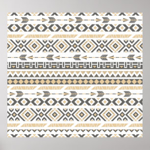 Póster Beige étnico sin soldadura: patrón de cosecha