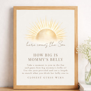 Póster Beige Llega El Bebe Shower Letrero De La Barriga D