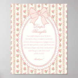 Póster Beige Melocotón Vintage Elegante Floral Pensamient