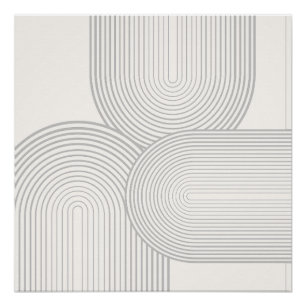 Póster Beige Neutral Forma de Arcoiris Simétrica Blanco