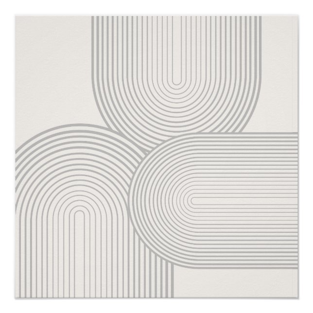 Póster Beige Neutral Forma de Arcoiris Simétrica Blanco (Anverso)